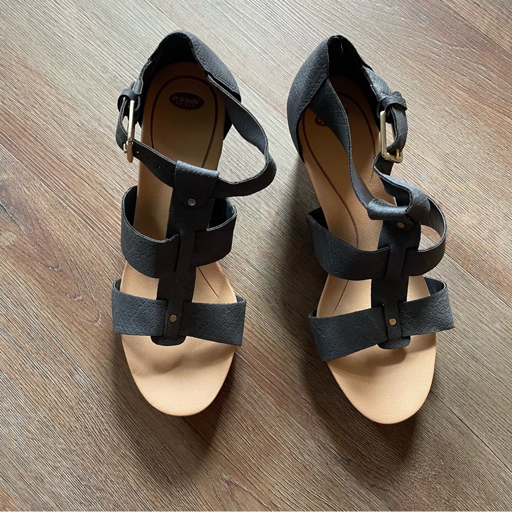 Dr. Scholl’s Women’s Barton Wedge Sandal SZ 8.5 blue/tan - Picture 3 of 12